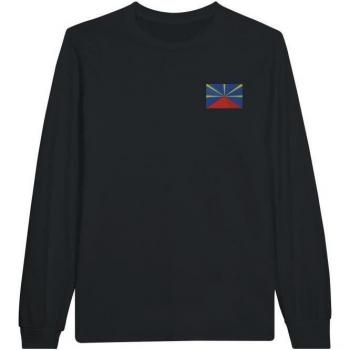 La Réunion Flag Long Sleeve T-Shirt – Black, Pure Cotton