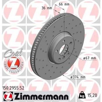 Zimmermann Gelochte Bremsscheibe 374mm für BMW