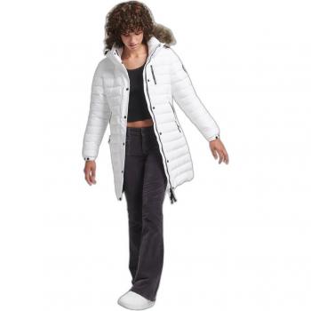 Superdry Damen Halblange Daunenjacke Blanc M