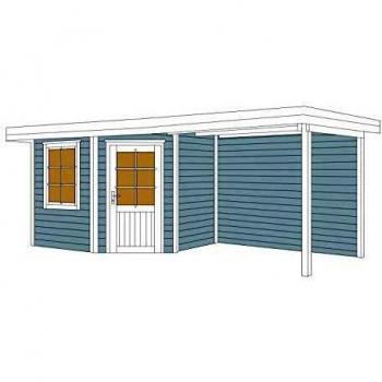 Weka Gartenhaus »Designhaus 213 Plus«, (Set), mit Anbaudach und Rückwand