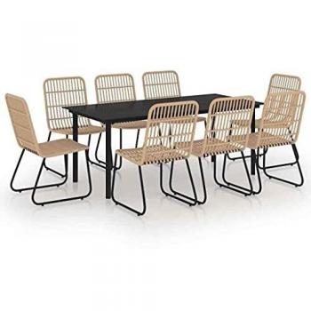 Sunset Grove 9‑Piece Rattan Dining Ensemble