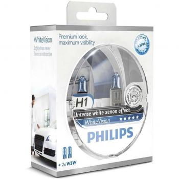 Philips 12258WHVSM Lámpara Halógena WhiteVision 60% más de Luz, Temperatura 4300K