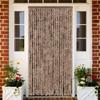 Tenda Antimosche Chenille Beige e Marrone Scuro 90x200 cm