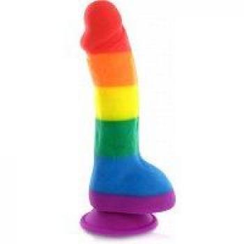 Letsgasm Pride Silikon Regenbogen Dildo mit Saugfuß