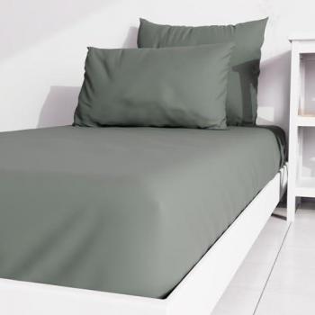 Drap housse uni kaki 90x190 cm