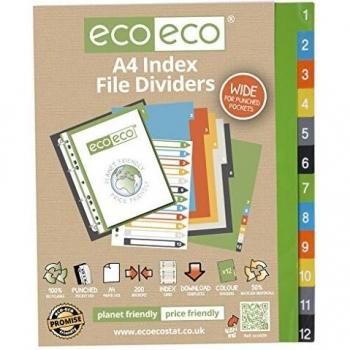 Eco-Conscious A4 12-Tab File Dividers with Colorful Tabs