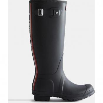 Hunter Tall Backstrap Tri-Colour Logo Women's Boots Black