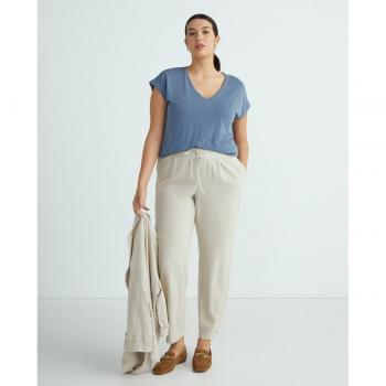 Pantalon femme Vero Moda en lin mélangé taupe 46