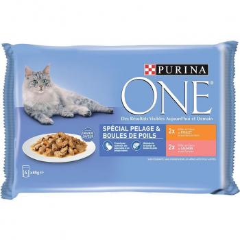 X85g Purina One Pelage & Boules de Poils poulet, saumon
