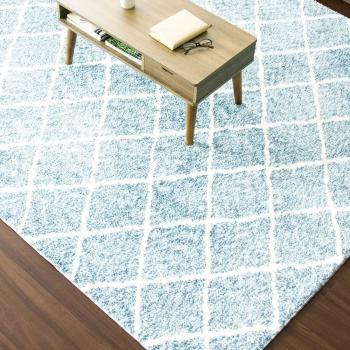 Short Pile Navy Geo‑Rug 200×240cm