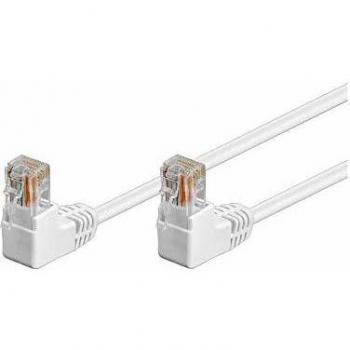 Goobay 96068 CAT 5e Cavo Patch, Rete 2x 90° Angolato U/UTP, Bianco, 0.25 m