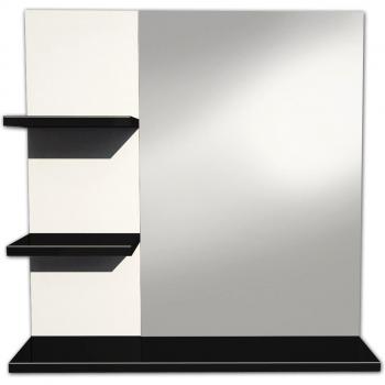 Meuble Miroir Salle de Bain Corail Noir 60 cm – 3 Tablettes + Miroir