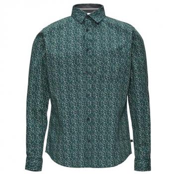 S.Oliver RED LABEL Slim Fit Freizeithemd aus elastischem Baumwoll-Mix mit Allover-Muster in Petrol, Größe XXXL