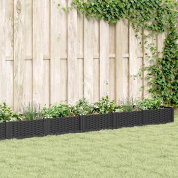 Jardinera con clavijas pp negro 362,5x42,5x28,5 cm de Vidaxl