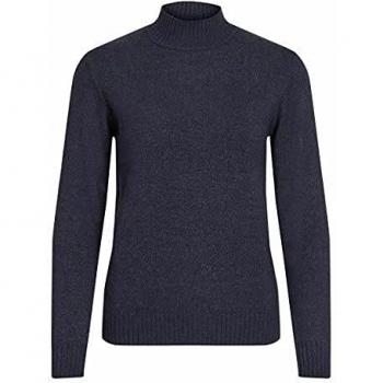 Vila Damen VIRIL L/S Turtleneck Knit TOP-NOOS Rollkragenpullover, Melange Blau