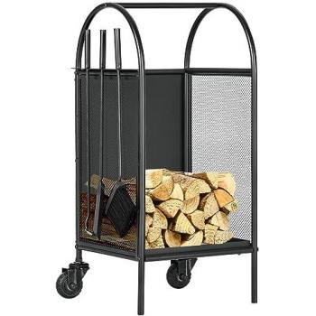 Chariot à bois de chauffage avec roulettes et accessoires