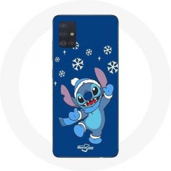 Fodera per Samsung Galaxy A51 5G Stitch neve Natale blu