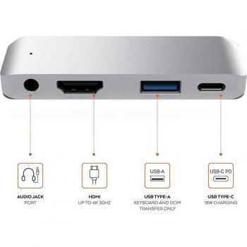Station d'accueil USB-C 3.1 avec chargeur PD, lecteur de carte TF/SD, HDMI, prise écouteurs pour iPad Pro et MacBook Air
