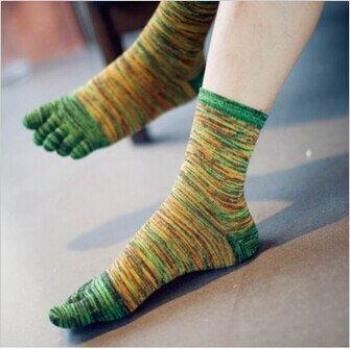 Chaussettes rétro en coton doux à cinq doigts pour hommes et femmes