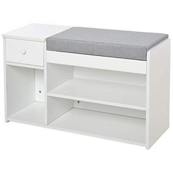 HOMCOM Cushion Top Shoe Bench with Storage Drawer