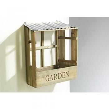 Maceta colgante estilo pórtico, madera marrón, 14x40x37 cm