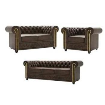 S‑Style Chesterfield Jule Schlafsofa 3+2+1 – Elegantes Holzfuß-Design