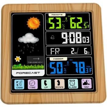 Multi-Lingual Wireless Weather Clock with Indoor/Outdoor Temperature/Humidity Meter by Full-Touchh