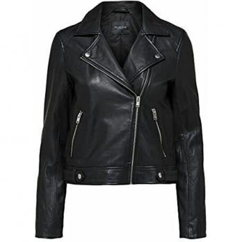 Selected Katie Lederjacke für Damen Schwarz Größe 44