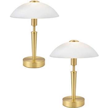Brass Matte Touch Table Lamp Duo – White Satinized Glass Shade, 60W E14