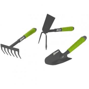 Trousse Jardinage BMI Lot 3 : Fleurs Serfouette, Râteau, Transplantoir