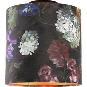 Diseño Antiguo Plafón Negro y Terciopelo Dorado 25 cm