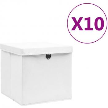 Contenitori con Coperchi 10 pz 28x28x28 cm Bianco