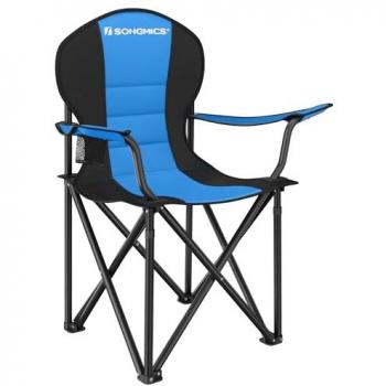 Campingstuhl mit Polsterung und Flaschenhalter, Blau
