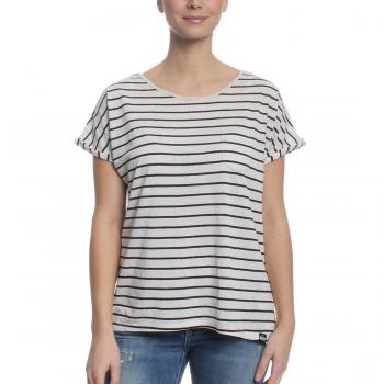 Superdry Damenbekleidung T-Shirt SCOOP HEM Ecru Schwarz Stripe, S