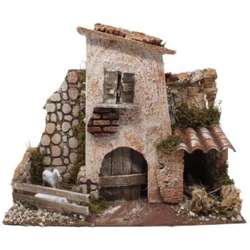 Casolare con Animali per Presepe 28 x 15 x 24 cm