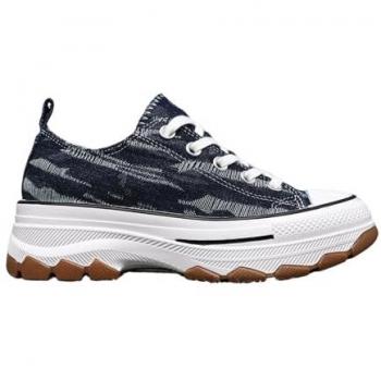 ComfortCanvas Mid Navy Low‑Top Wedge Shoes