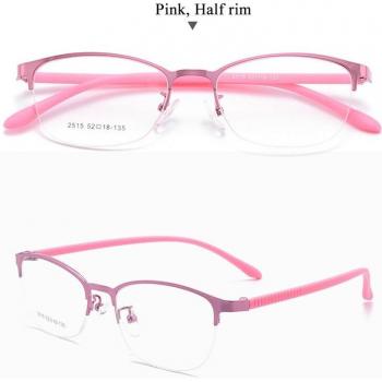 BCLEAR 2515 Women's Titanium Alloy Oval Half-Rim Eyewear with Flexible Legs