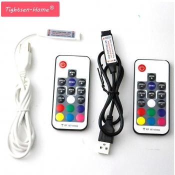 5V RGB LED Strip Controller with Wireless Remote 17-Key for 5050 3528 SMD LED Strips