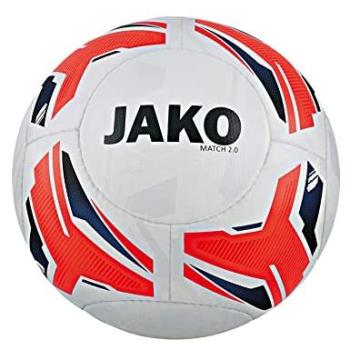 JAKO Fußball Spielball Match 2.0, weiß/Flame/Navy, 5