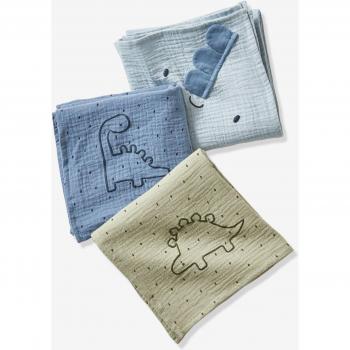 Pack de 3 Paños de Gasa con Estampado de Dinosaurio