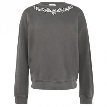 S.Oliver Women’s Sweatshirt 36 – Asphalttönung, dekorativ versetzt