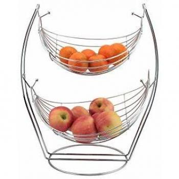 Apollo Swing Fruit Basket 2 – Modern Silver Chrome 36.7x38x29.2