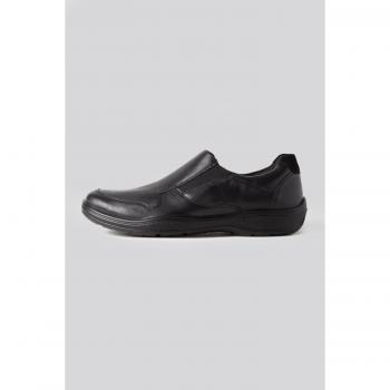 JP1880 Plus Size Leather Slip-On Shoes for Men, Black, Size 9
