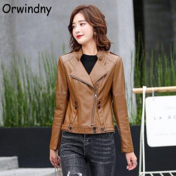 Chaqueta de cuero artificial para mujer, abrigo de motocicleta, S-3XL