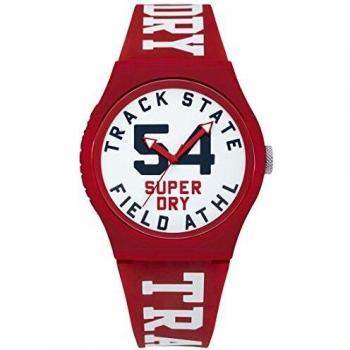 Superdry Men's Fashionable Timepiece with Red Silicone Bracelet SYG182WR