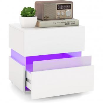 Tavolino a LED “Smart” con Cassetto e Remote – 22 Modalità, 10 Velocità, 5 Luminosità (Bianco)