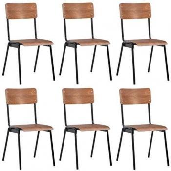 Sillas de Comedor Elegantes 6 Madera Contrachapada Marrón