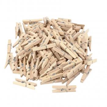 Wooden Clothes Pegs with Metal Spiral Spring