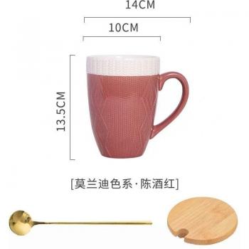 Luxury Insulated Ceramic Breakfast Cup with Lid and Spoon