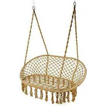 Columpio de Algodón Doble Bali con Flecos 153x83x130cm Color Crema